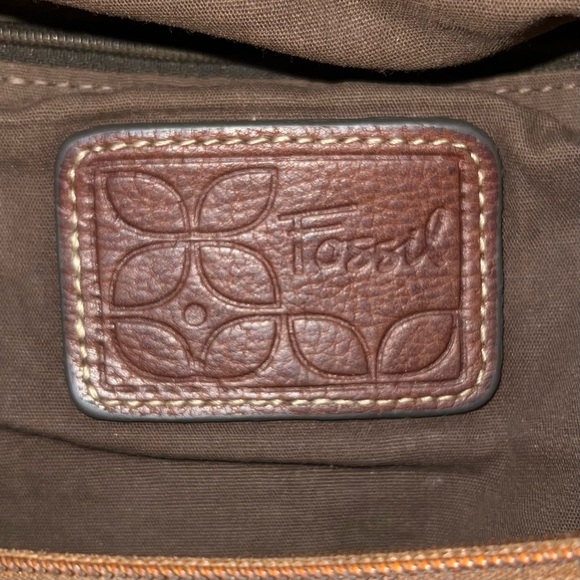 Vintage Fossil Crossbody Purse Bag Tote Key Charm Bird Boho Style Floral Pattern - Picture 7 of 7